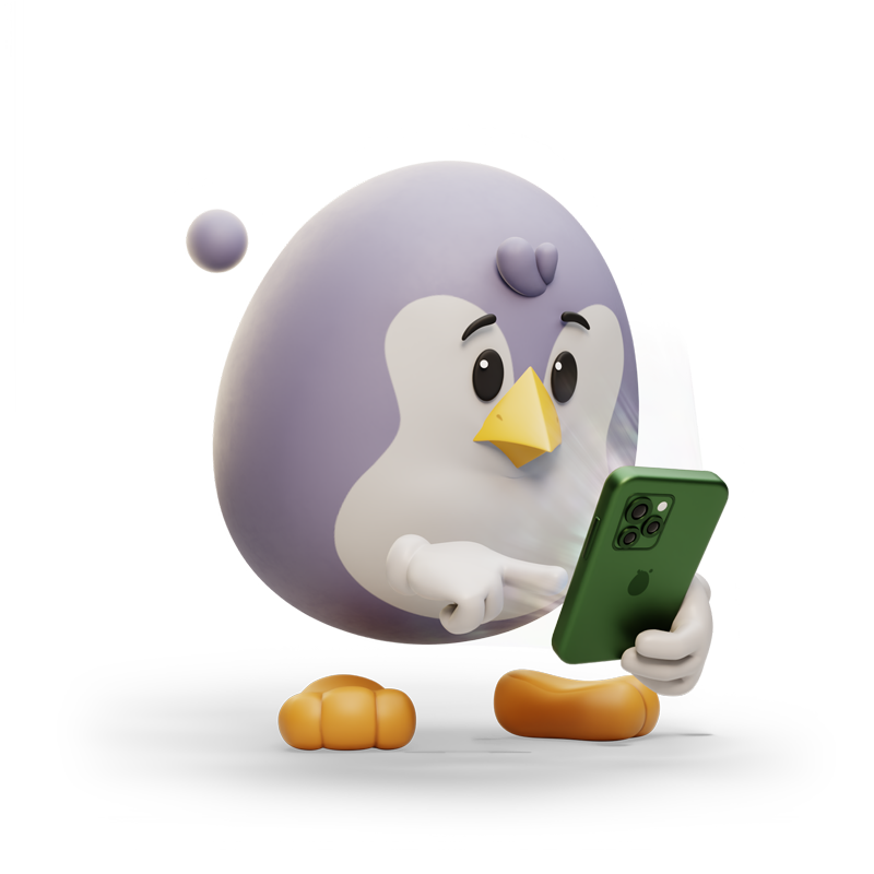 Eggy scrolling endlessly on a phone